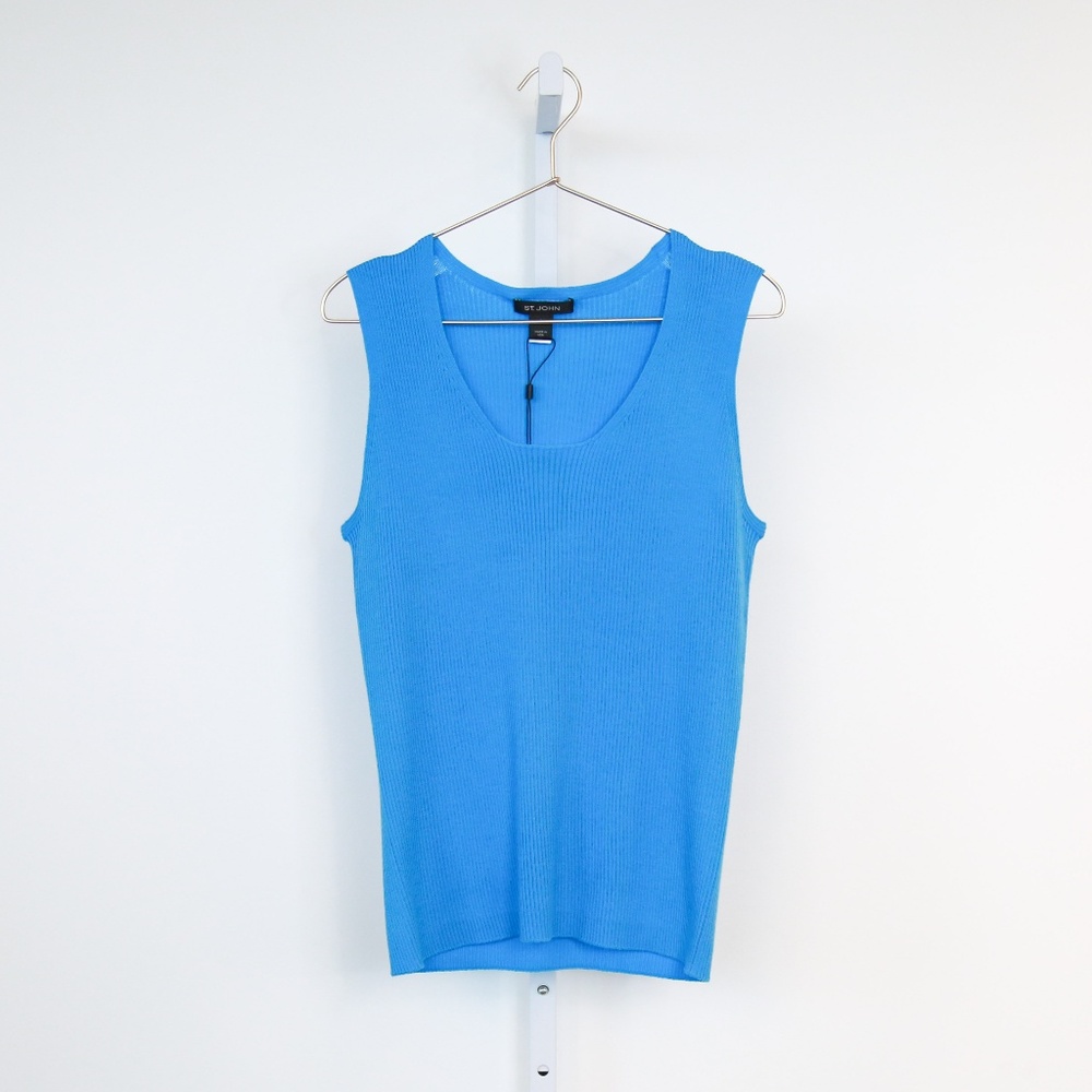 St. John Sleeveless Ribbed Sweater